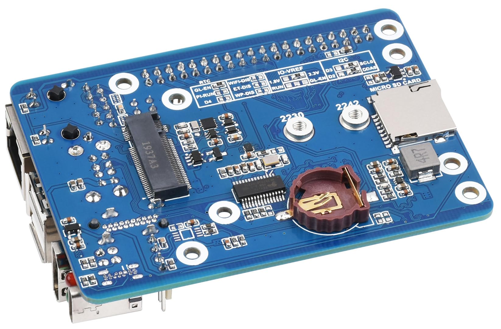 CM4 Base Board (Advanced C Version) for Compute Module 4, with Raspberry Pi 40PIN GPIO Header/MIPI CSI Camera Ports/LCD Display Port/Fan/HDMI/USB/Gigabit Ethernet RJ45 Connector