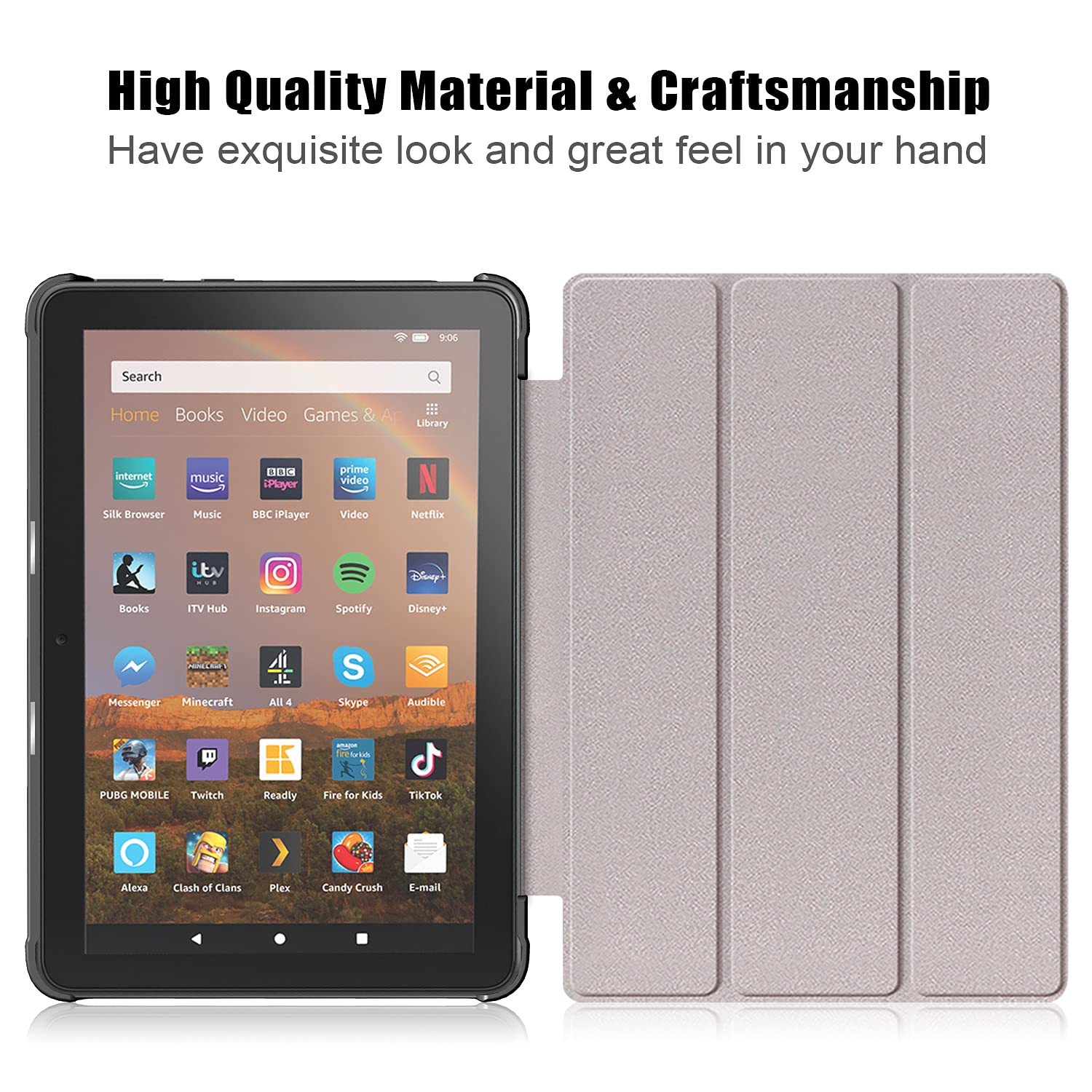 EpicGadget Case for Amazon Fire HD 8 (12th Generation, 2024/2022 Released) - Lightweight Tri-fold Stand Auto Wake/Sleep Folio Cover Case + 1 Screen Protector and 1 Stylus (Forest Dusk)