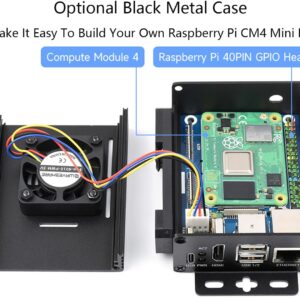 CM4 Base Board (Advanced C Version) for Compute Module 4, with Raspberry Pi 40PIN GPIO Header/MIPI CSI Camera Ports/LCD Display Port/Fan/HDMI/USB/Gigabit Ethernet RJ45 Connector