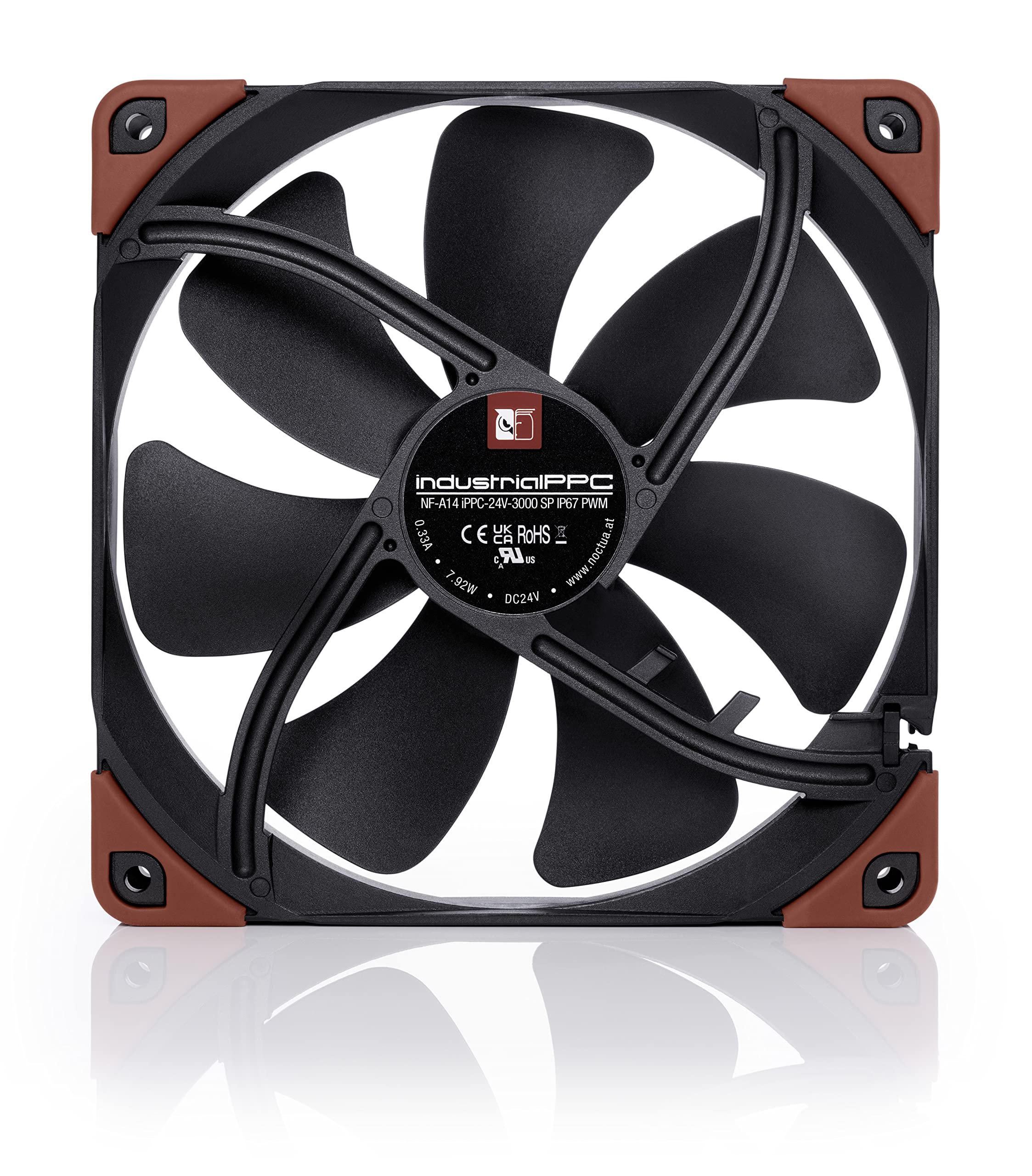 Noctua NF-A14 iPPC-24V-3000 SP IP67 PWM, Heavy Duty Cooling Fan, 4-Pin, 3000 RPM, 24V Version (140mm, Black)