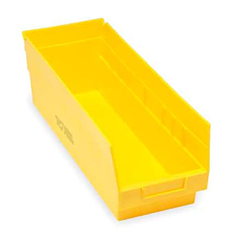 MDMprint Shelf Storage Bin, Yellow, Polypropylene, 17 7/8 in L x 8 3/8 in W x 6 in H, 50 lb Load Capacity