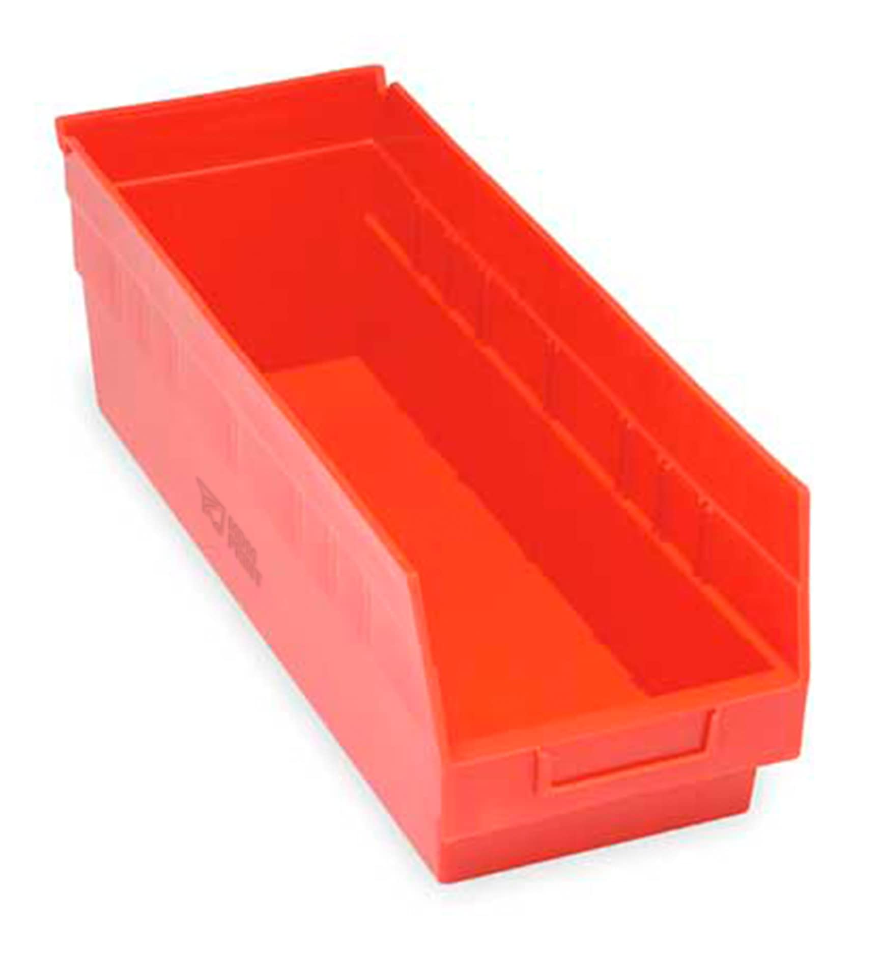 MDMprint Shelf Storage Bin, Red, Polypropylene, 17 7/8 in L x 6 5/8 in W x 6 in H, 50 lb Load Capacity