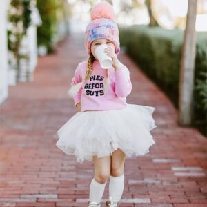 Twopumpkin Toddler Valentine's Day Shrit Baby Girl Letter Print Outfit Crewneck Sweatshirt Long Sleeve Holiday Sister Matching Clothes 2-3T V Fries Before Guys Pink