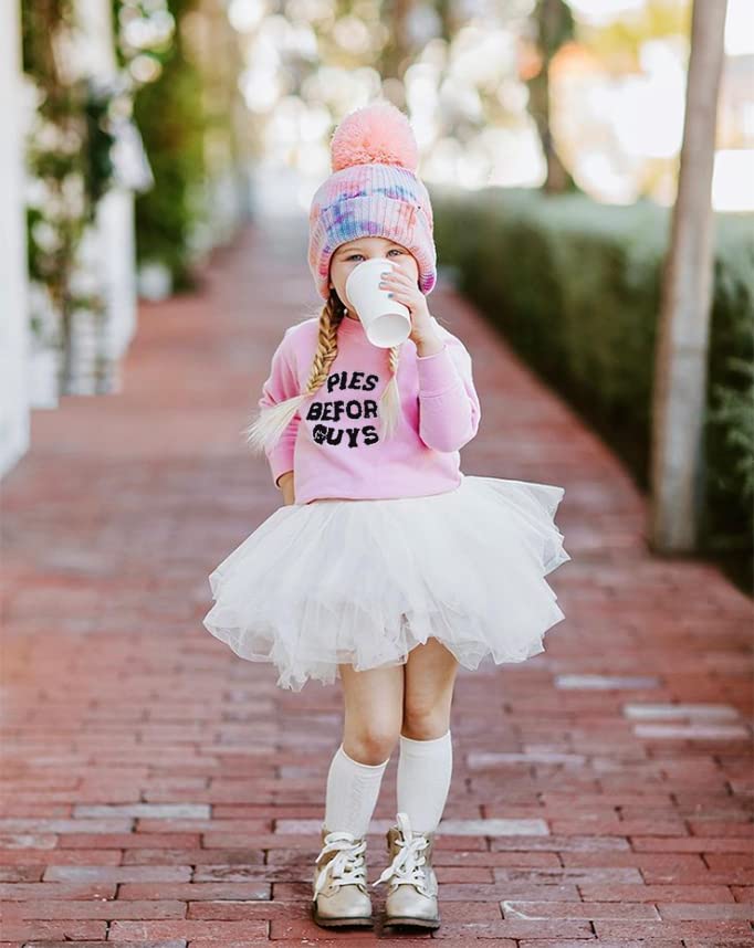 Twopumpkin Toddler Valentine's Day Shrit Baby Girl Letter Print Outfit Crewneck Sweatshirt Long Sleeve Holiday Sister Matching Clothes 2-3T V Fries Before Guys Pink