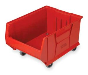 mdmprint mobile storage bin, red, polypropylene/polyethylene, 29 7/8 in l x 18 1/4 in w x 12 in h