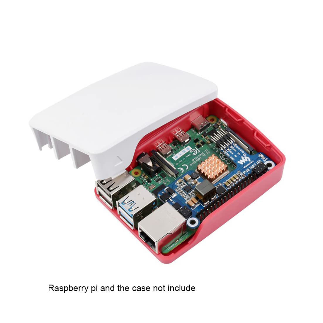 Power Over Ethernet HAT (E) for Raspberry Pi 3B+/4B, Compatible Raspberry Pi Official Case, IEEE 802.3af-Compliant, SMPS Technology