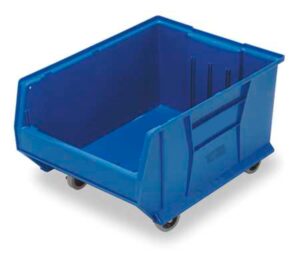 mdmprint mobile storage bin, blue, polypropylene/polyethylene, 29 7/8 in l x 18 1/4 in w x 12 in h