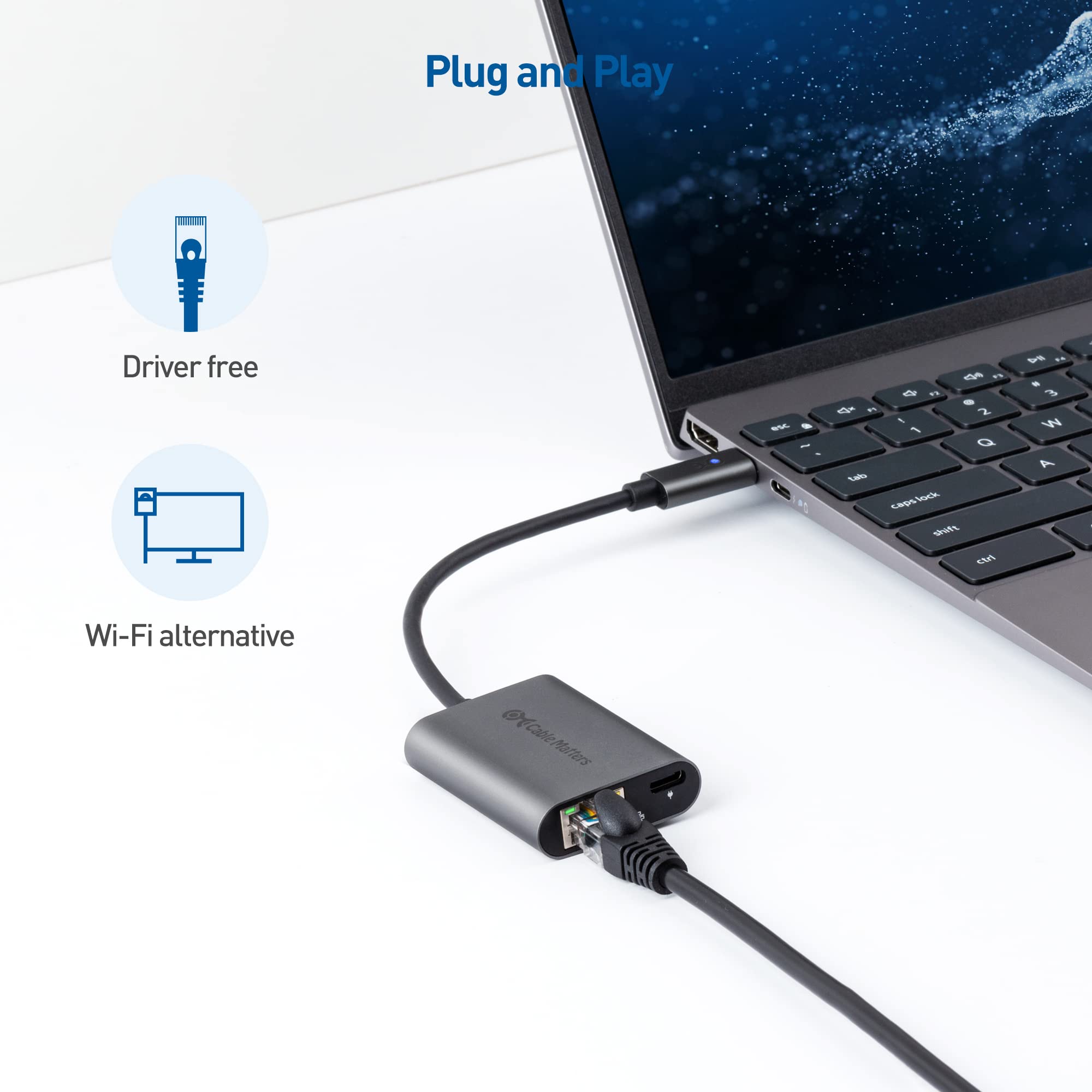 Cable Matters USB C to 2.5 Gigabit Ethernet Adapter with Charging 100W, 2.5g Ethernet to USB-C Adapter (2.5gbps Ethernet Port) - Compatible with MacBook Pro, iPad Pro, XPS, Microsoft Surface Pro