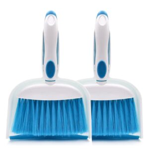 broom dustpan brush small dust pan : mini broom and dustpan set small dust pan and brush set whisk broom and dustpan set small broom and dust pan set small dust pan for desk, home,tent (blue 2pcs)