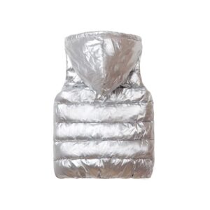 Mud Kingdom Toddler Kids Hooded Vests Jackets Zip-up Lightweight Casual Warm Autumn Winter Silver White 4T