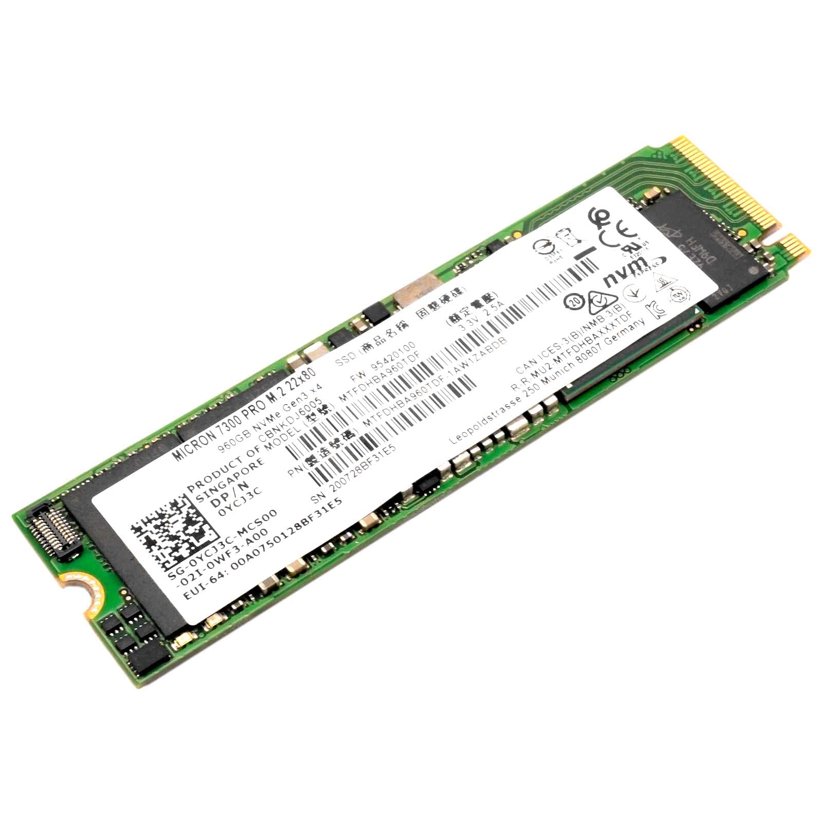 Enterprise SSD Replacement for Dell Micron 7300 960GB 2280 M.2 Nvme Gen3 x4 0YCJ3C YCJ3C