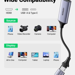 UGREEN 4K Micro HDMI to HDMI Cable 6.6FT Bundle with Video Capture Card 4K HDMI to USB-A/USB-C