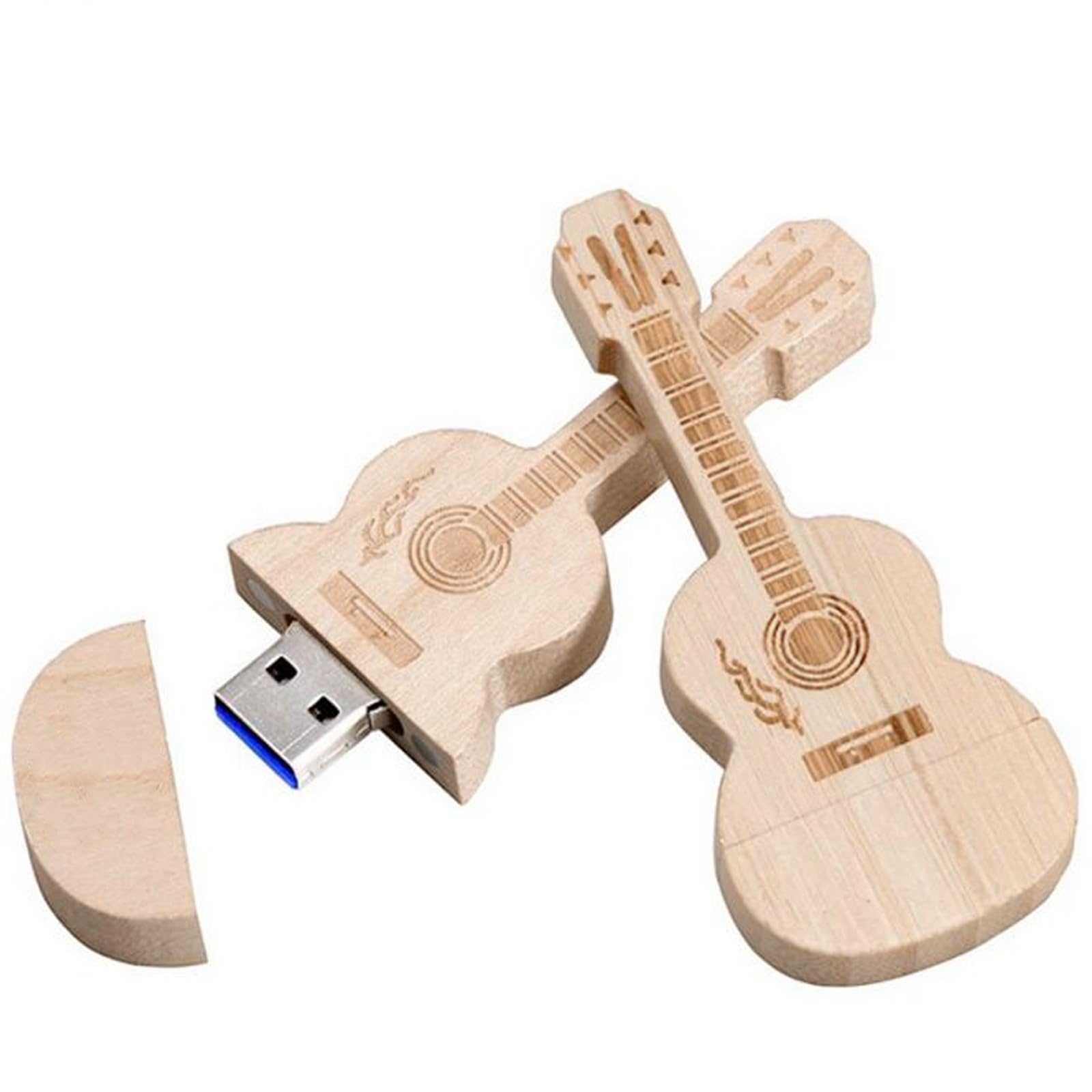 Guitar Shape Wood USB Flash Drive with Gift Box TATMOHIK 64GB USB 3.0 Wedding USB Memory for Storing Photos Maple Wooden Thumb Drive for Keepsakes for Wedding, Birthday, Valentines Day