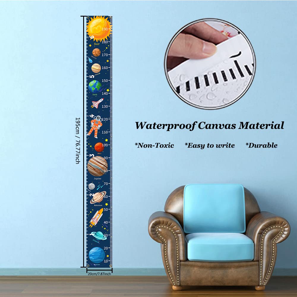 Outer Space Growth Chart for Kids, Baby Height Chart, Canvas Height Measuring Rulers for Boys Girls, Removable Growth Height Chart for Nursery Toddlers Child's Room Decor 79" x 7.9"- Planet, Astronaut