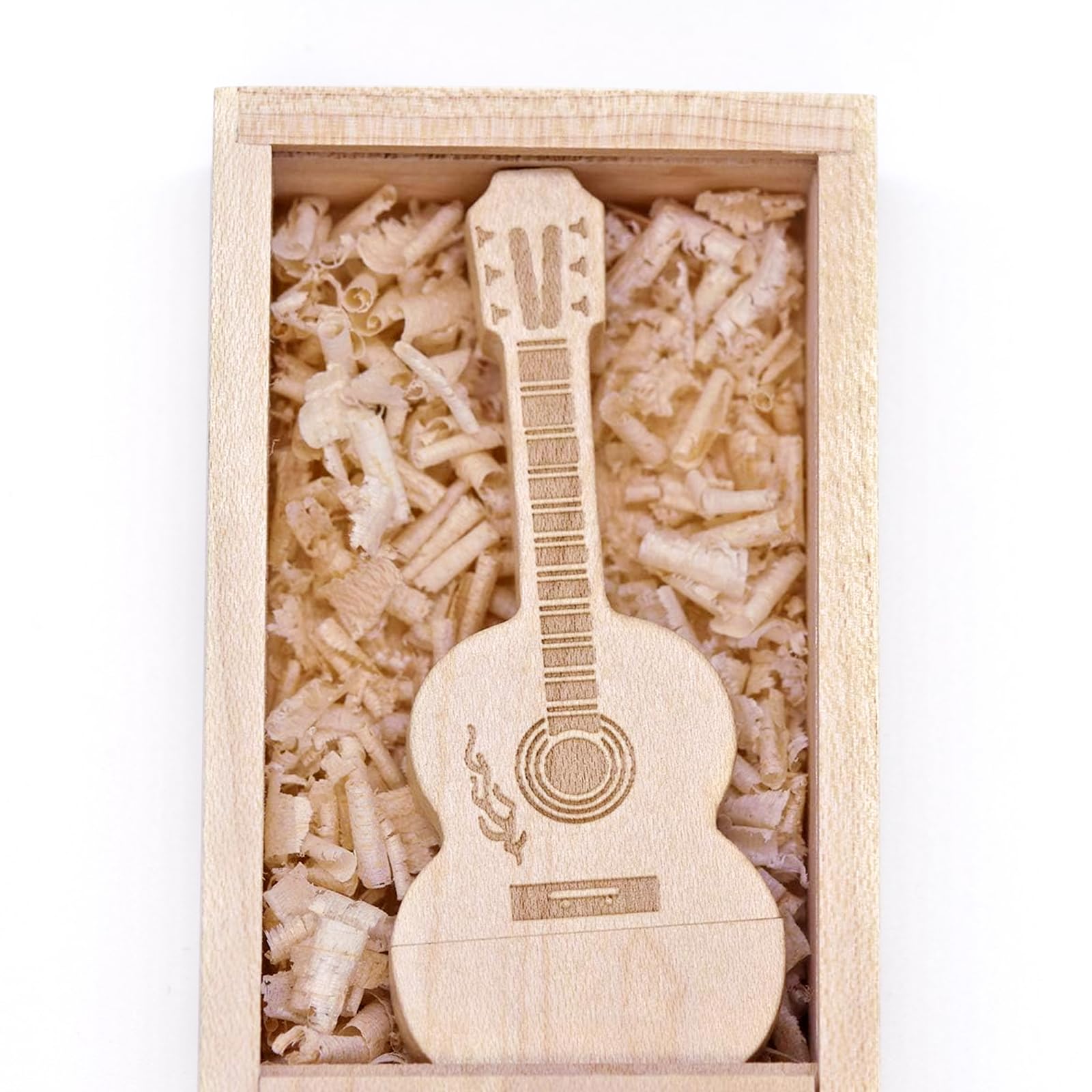 Guitar Shape Wood USB Flash Drive with Gift Box TATMOHIK 64GB USB 3.0 Wedding USB Memory for Storing Photos Maple Wooden Thumb Drive for Keepsakes for Wedding, Birthday, Valentines Day