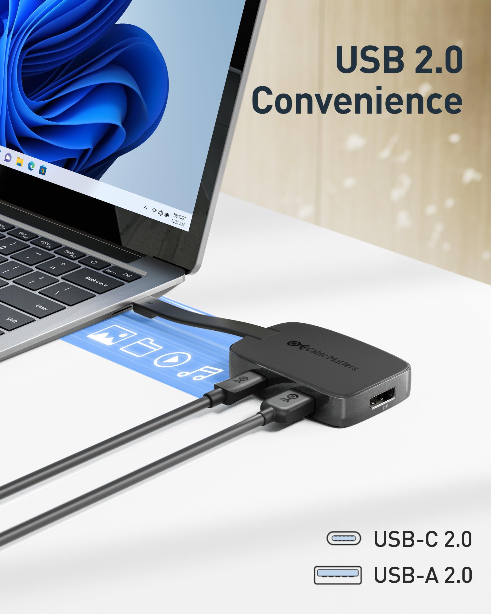 Cable Matters 4K@240Hz USB C Hub DisplayPort 1.4 with 100W Charging, Support 8K@60Hz, HDR(Foldable USB C to DisplayPort Hub) Compatible with Thunderbolt 4, MacBook Pro, XPS, iPad Pro, iPhone 16/15 Pro