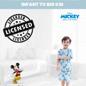 Disney Mickey Mouse Infant Baby Boys French Terry Graphic T-Shirt and Shorts Outfit Set Blue 18 Months