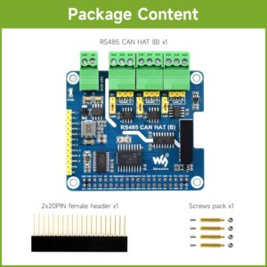 waveshare Isolated RS485 CAN HAT B, Compatible with Raspberry Pi 5/4B/3B/Zero/Zero W/Zero 2W/Pico/Pico W/Pico WH, Type 2-Ch RS485 and 1-Ch CAN Multi Protections