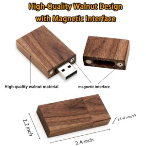 Wood Flash Drives 32GB Memory Stick TATMOHIK Wood USB Flash Drive High Speed USB 2.0 Wood USB Thumb Drive Bulk Jump Drives for Digital Date Storage，Zip Drive，USB Stick(1 Pack-Walnut Wood Shell