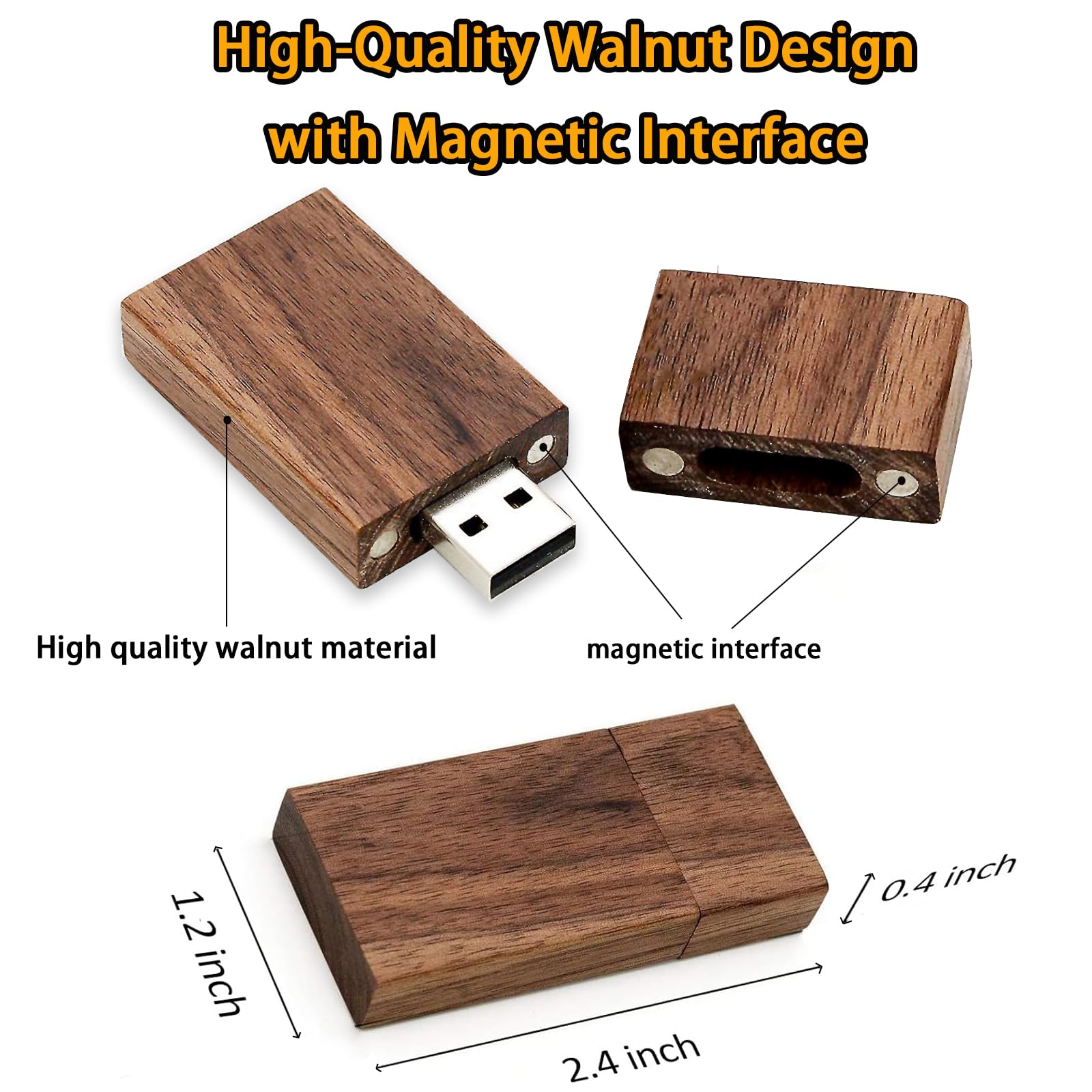 Wood Flash Drives 32GB Memory Stick TATMOHIK Wood USB Flash Drive High Speed USB 2.0 Wood USB Thumb Drive Bulk Jump Drives for Digital Date Storage，Zip Drive，USB Stick(1 Pack-Walnut Wood Shell