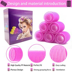 TINGIC Hair Roller Set - Jumbo Self-Grip Rollers With Clips for Long, Medium, and Short Hair (18 pcs)