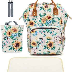 LIMHOO 4 in 1 Diaper Bag Backpack Set for Baby Girls Mom Large Capacity Waterproof Baby Care Bag Multi-Function Nappy Bag (Floral)