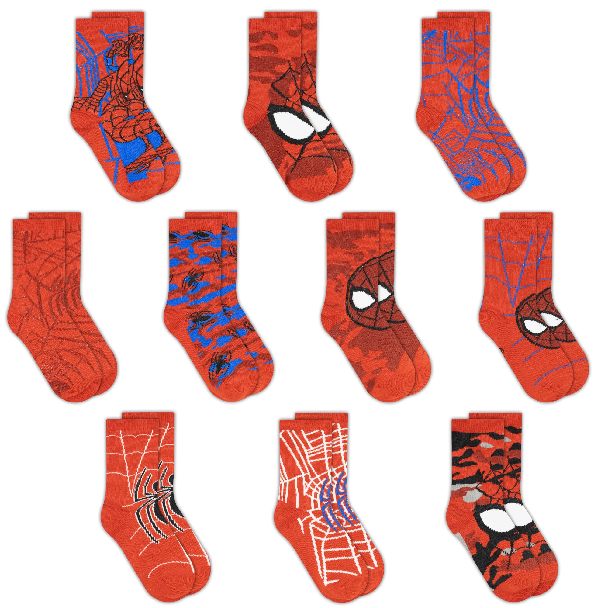 Marvel Spider Man Boys Socks, 10-Pack of Decorative Spiderman Toddler Socks, Amazing Legends Socks for Boys