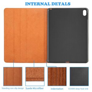 Gexmil Case for iPad 10.9 Inch,10th Generation(2022) Genuine Leather Cover Anti Fingerprint/Slip,Smart Cowhide Folio Cover Auto Sleep/Wake with Adjustable Stand,Flower Brown