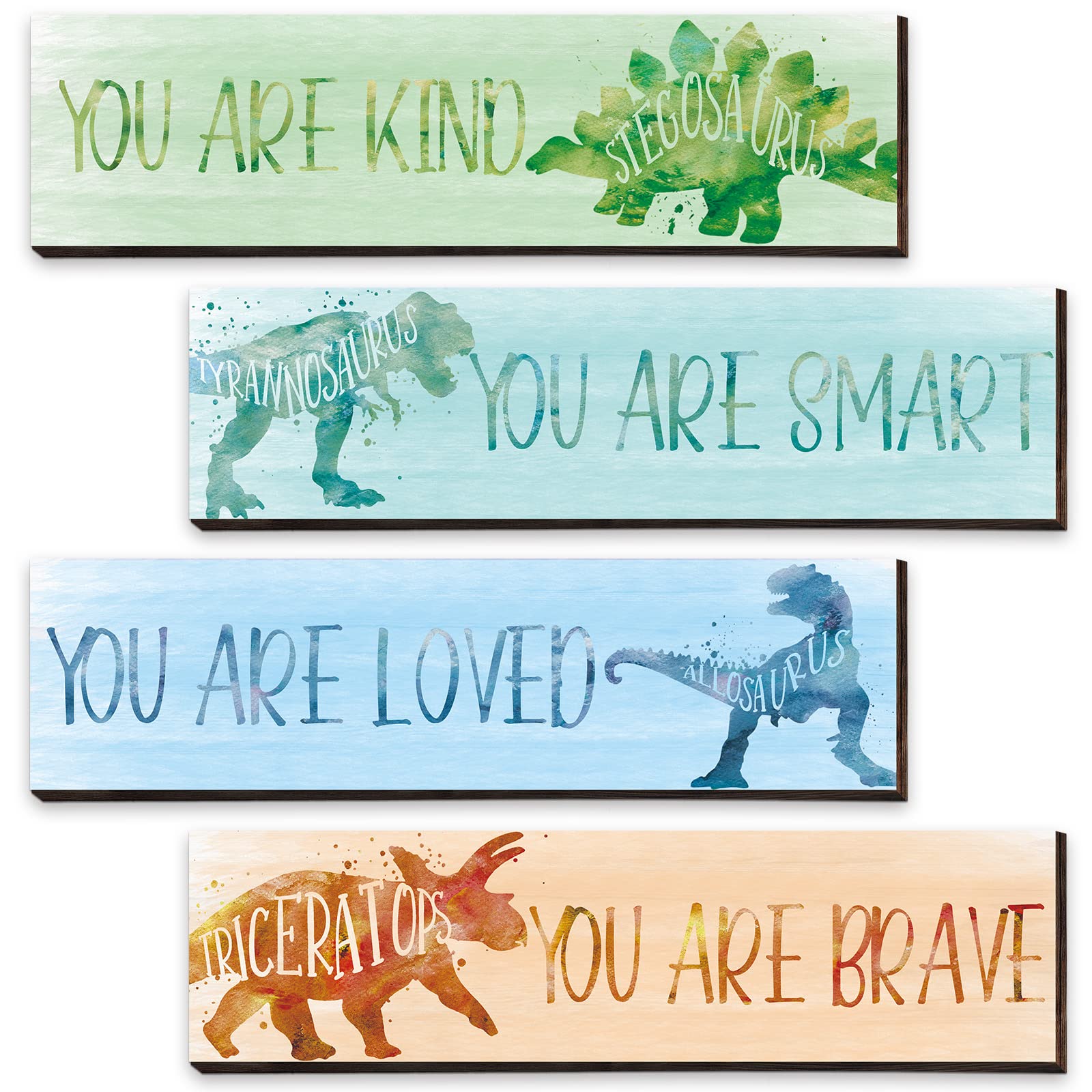 4 Pcs Dinosaur Wall Decor for Boys Room Inspirational Dinosaur Posters for Kids Dinosaur Wall Decor for Nursery Room Classroom Bedroom (16 x 5 Inch)