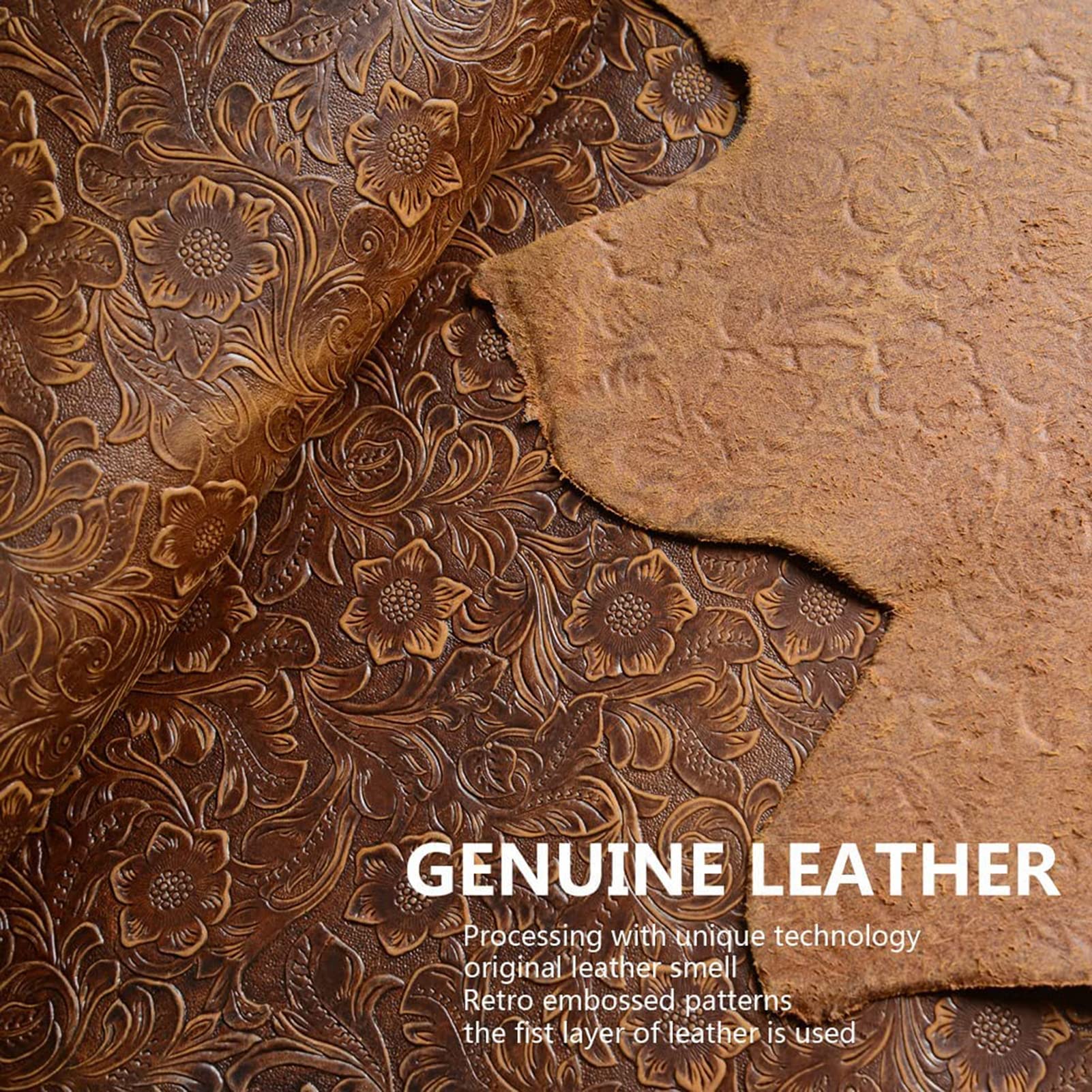 Gexmil Leather Case for iPad 10th Generation 2022, iPad 10.9 Inch,Genuine Leather Cover,Made from Real Leather Cowhide Unique Grain Cover,with Pencil Holder,Flower Brown