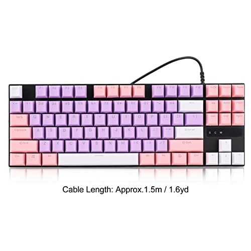 ciciglow Mechanical Gaming Keyboard, 87 Keys 26 RGB Color Backlit Ultra Slim Wired USB Keyboards with Blue Switch, Waterproof Wired USB Keyboards, 26 Kinds of Backlight Mode Switching(Pink