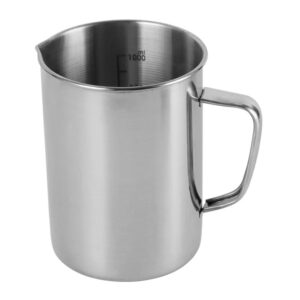 hemobllo stainless steel beaker, lab graduated beaker with handle chemistry lab cups scientific laboratory supplies for liquids solids (1000ml)