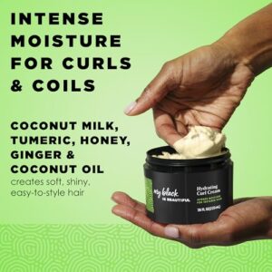 MY BLACK IS BEAUTIFUL Sulfate Free Hydrating Curl Cream for Curly and Coily Hair with Coconut Oil, Honey and Turmeric, 7.6 Fl Oz