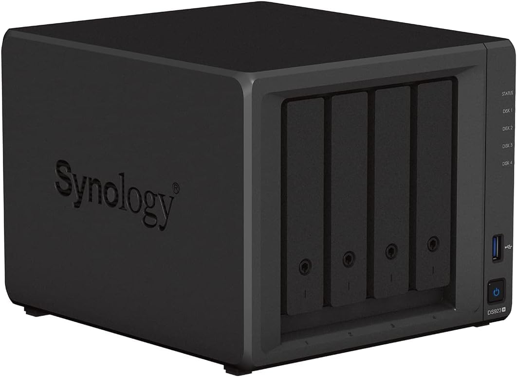 Synology DS923+ 4-Bay Diskstation NAS (AMD Ryzen™ 4 Threads R1600 Dual-Core 4GB Ram 2xRJ-45 1GbE LAN-Port)