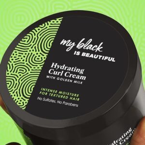 MY BLACK IS BEAUTIFUL Sulfate Free Hydrating Curl Cream for Curly and Coily Hair with Coconut Oil, Honey and Turmeric, 7.6 Fl Oz