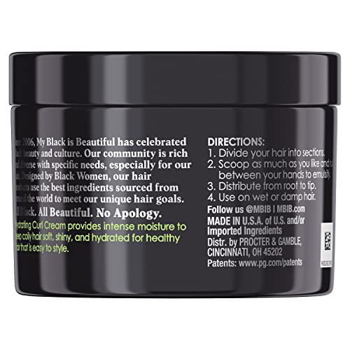 MY BLACK IS BEAUTIFUL Sulfate Free Hydrating Curl Cream for Curly and Coily Hair with Coconut Oil, Honey and Turmeric, 7.6 Fl Oz