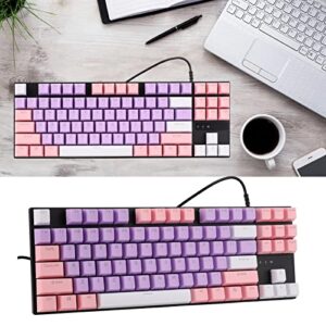 ciciglow Mechanical Gaming Keyboard, 87 Keys 26 RGB Color Backlit Ultra Slim Wired USB Keyboards with Blue Switch, Waterproof Wired USB Keyboards, 26 Kinds of Backlight Mode Switching(Pink