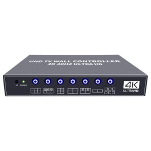 ISEEVY 4K UHD Video Wall Controller 2x3 3x2 2x2 TV Wall Processor Support 3840x2160@30 HDMI Input for 6 TV Splicing Display