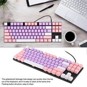 ciciglow Mechanical Gaming Keyboard, 87 Keys 26 RGB Color Backlit Ultra Slim Wired USB Keyboards with Blue Switch, Waterproof Wired USB Keyboards, 26 Kinds of Backlight Mode Switching(Pink