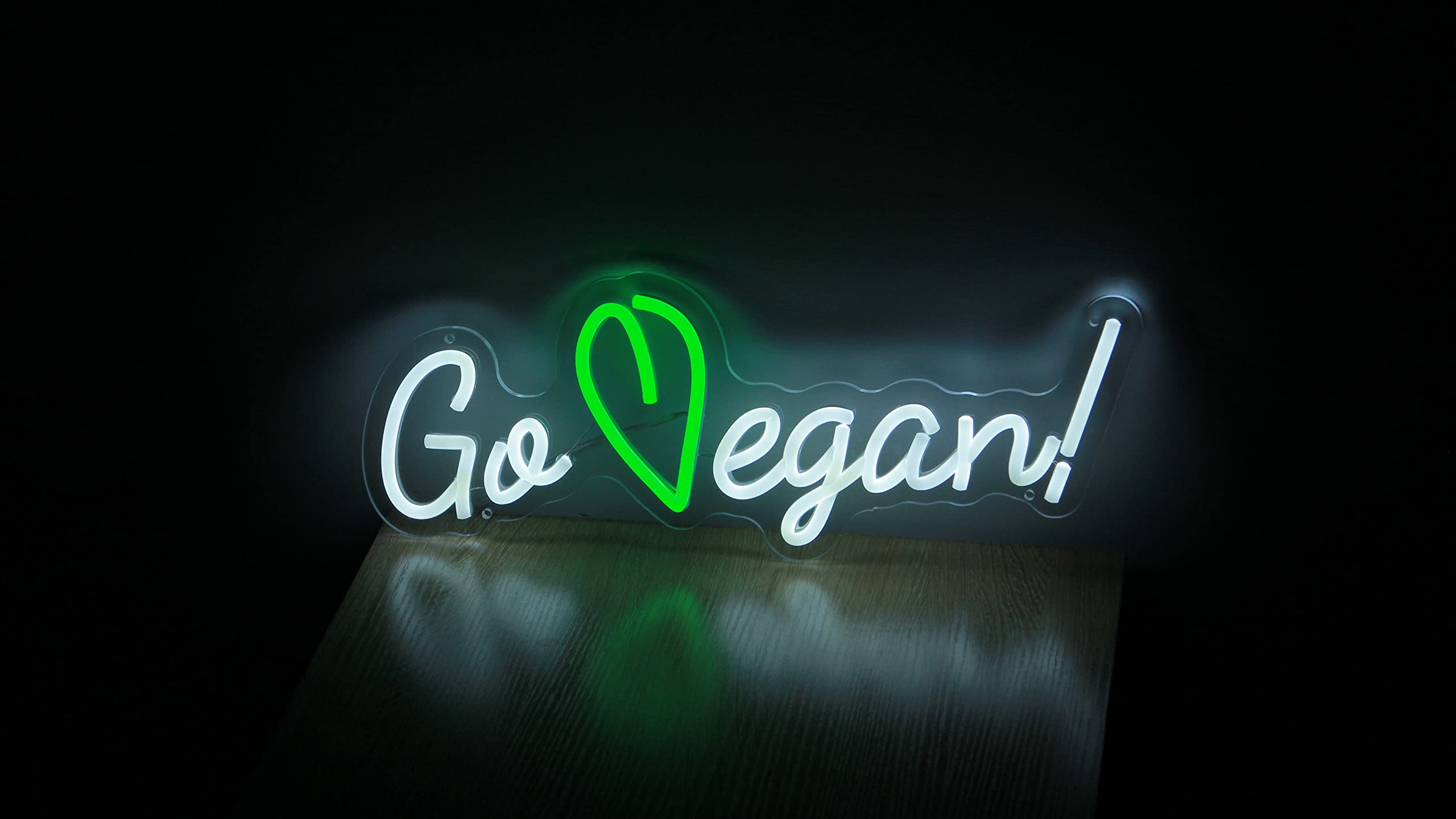 GO Vegan Neon Sign LED Light Wall Sign Decor, Bedroom Vegetarian Vegan Animal Lover Bedroom Wall Room LED Light Neon Sign, Home Wall, Office Kitchen Wall LED Lights Neon Sign, Vegan Letter Home Neon