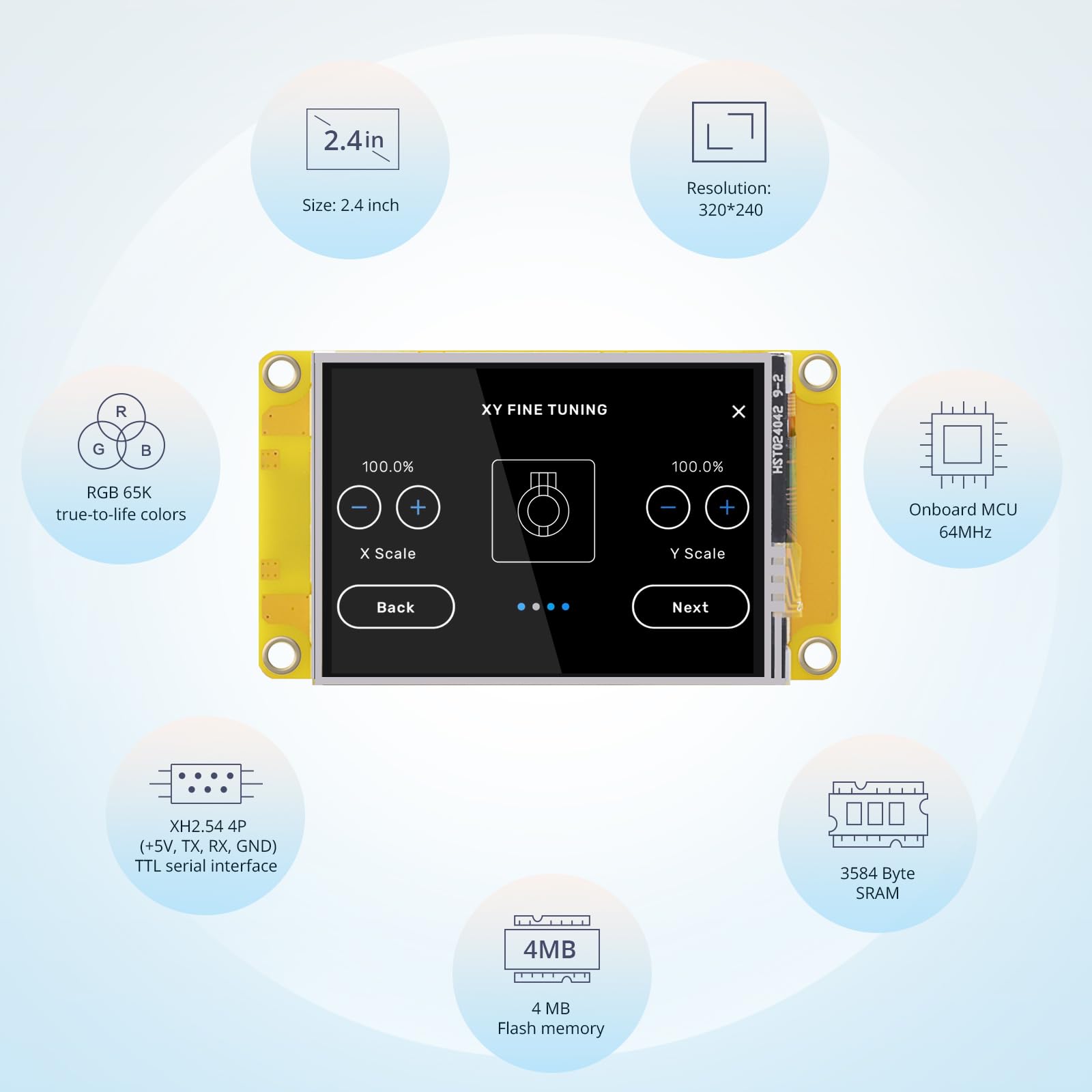 NEXTION Display 2.4″ Discovery Series NX3224F024 LCD-TFT Resistive Touch Screen 320×240, HMI Display Suitable for Racing Dashboard, 3D Printer, etc.