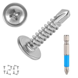 120pcs #8 x 3/4'' sheet metal screws 410 stainless steel truss head fast self tapping screws with screwdriver bit silver