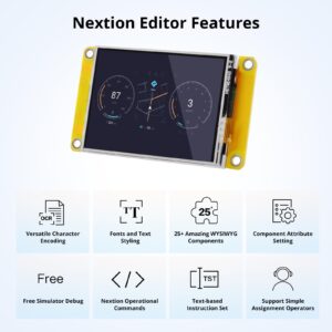 NEXTION Display 2.4″ Discovery Series NX3224F024 LCD-TFT Resistive Touch Screen 320×240, HMI Display Suitable for Racing Dashboard, 3D Printer, etc.