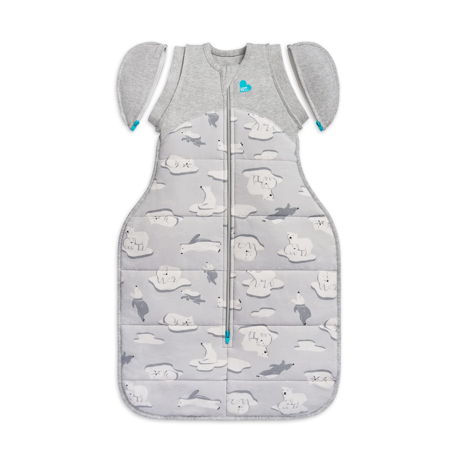 Love to Dream Swaddle UP Transition Bag Extra Warm 3.5 TOG, Gray, Large, 19-24 lbs, Patented Zip-Off Wings, Gently Help Baby Safely Transition from Being Swaddled to Arms Free Before Rolling Over