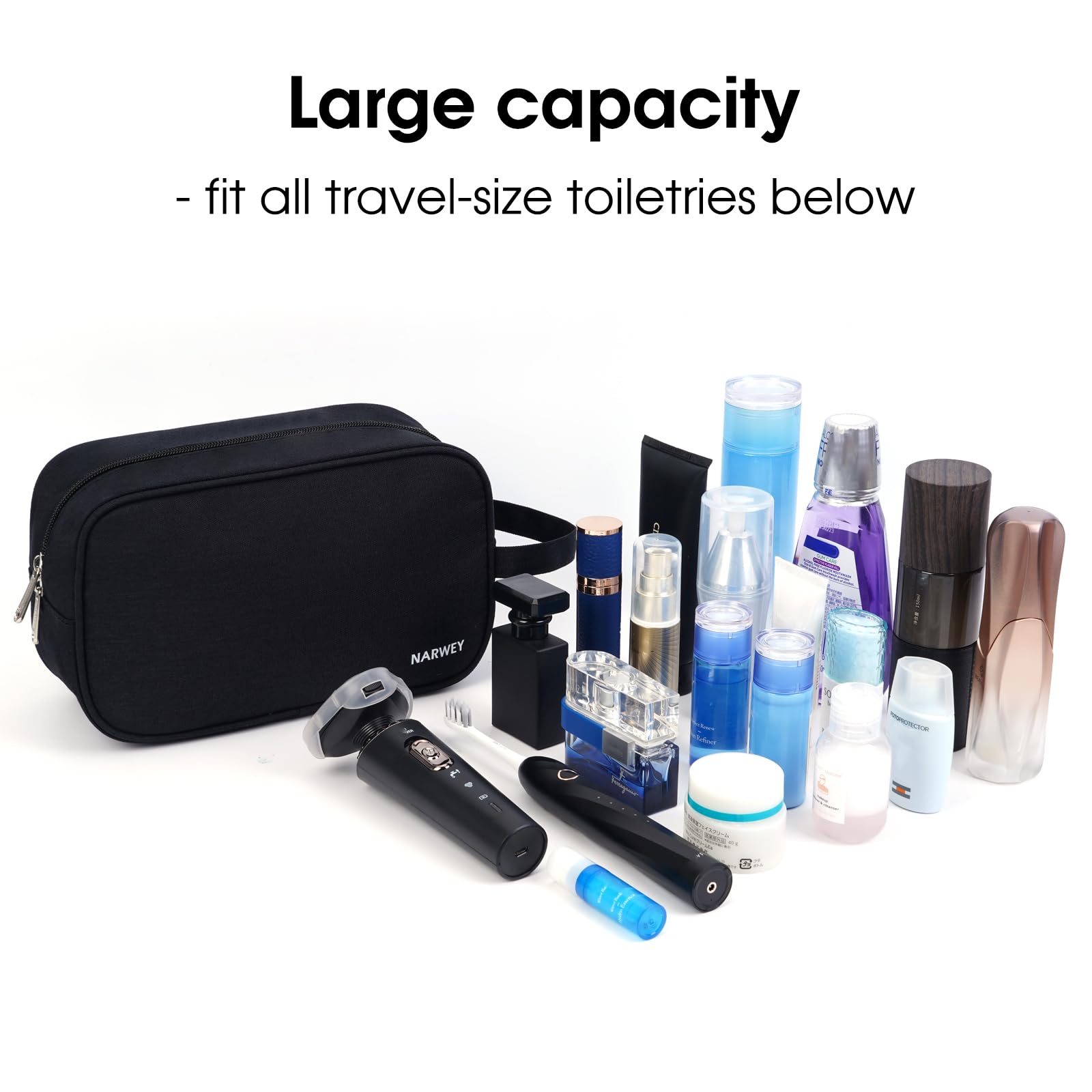 Narwey Toiletry Bag for Men Travel Toiletry Organizer Traveling Dopp Kit Shaving Bag for Toiletries Accessories (Black)