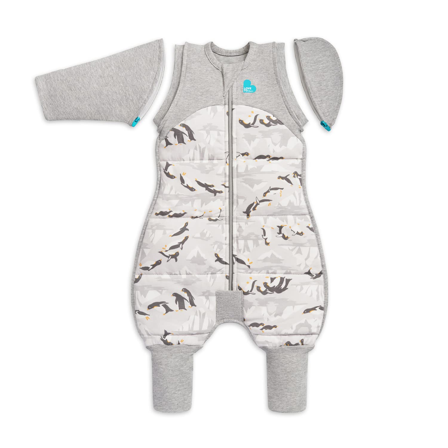 Love to Dream Swaddle UP Transition Suit Extra Warm 3.5 TOG, Grey, Large, 19-24 lbs, Patented Zip-Off Wings & Self-Soothing Wings, Gently Help Baby Safely Transition from Being Swaddled to Arms Free