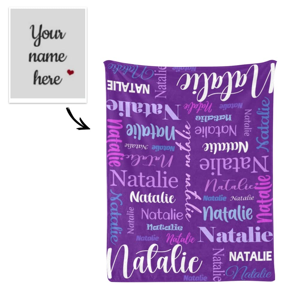 Neniftic Personalized Name Blanket Custom Baby Girl Blanket Kids Baby Blanket Gift Sherpa Fleece Throw Blankets Safe Baby Blankets