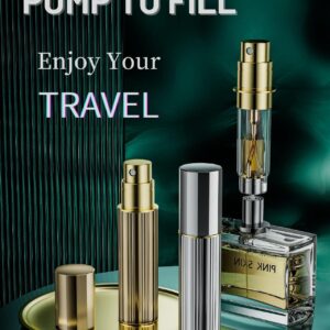 BRARIOS Travel Perfume Atomizer Refillable,Empty Portable Cologne Dispenser,Mini Aftershave Sprayer for Men and Women(Gold 5ML)