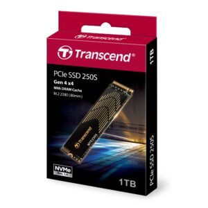 Transcend 1TB MTE250S NVMe Internal Gaming SSD Solid State Drive - Gen4 PCIe, M.2 2280 with Graphene Heatsink, Compatible with PS5, Up to 7,200MB/s - TS1TMTE250S