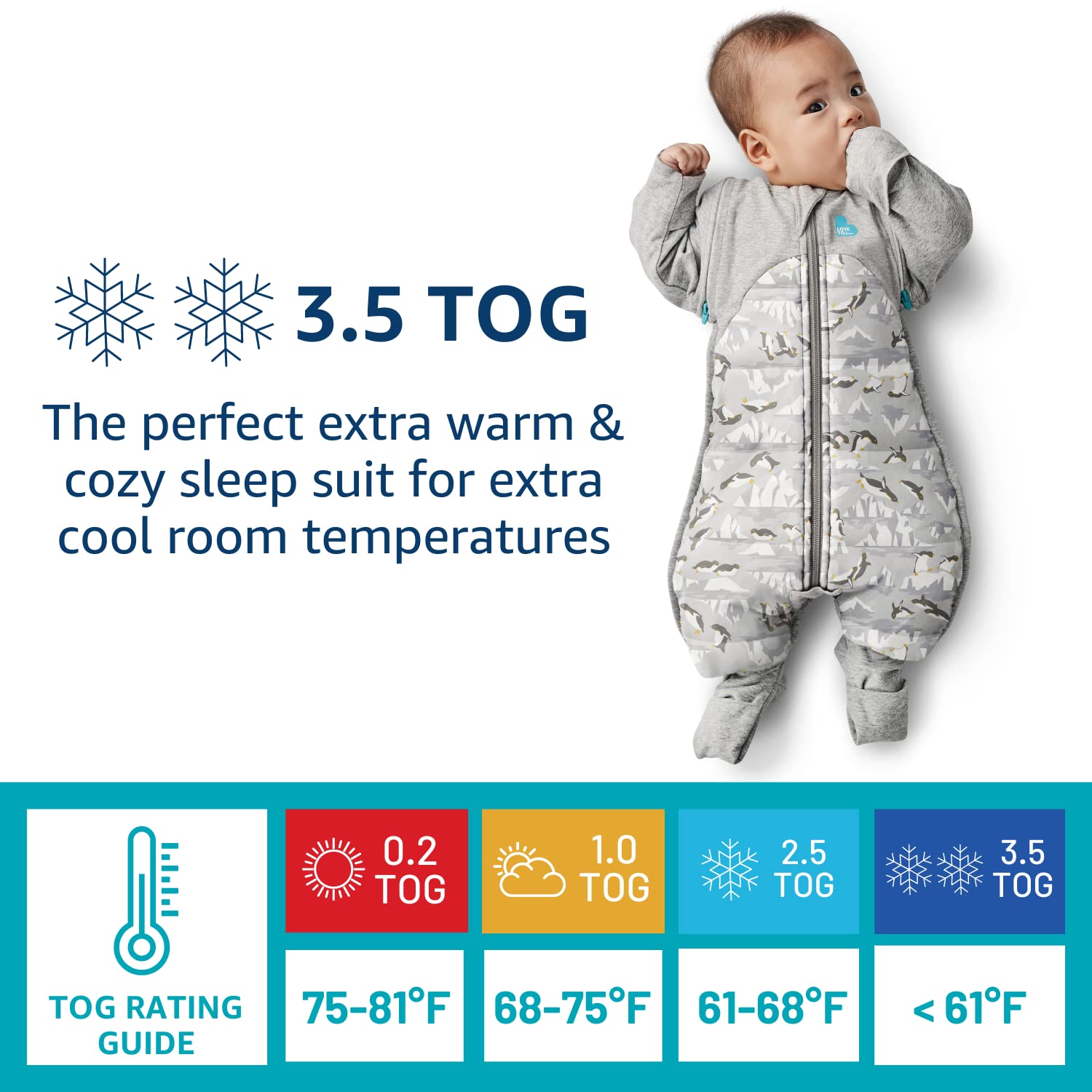 Love to Dream Swaddle UP Transition Suit Extra Warm 3.5 TOG, Grey, Large, 19-24 lbs, Patented Zip-Off Wings & Self-Soothing Wings, Gently Help Baby Safely Transition from Being Swaddled to Arms Free